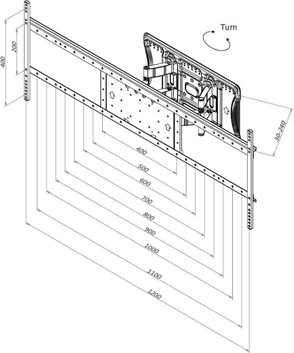 Image du produit Multibrackets Support mural 75 -110", métal, noir, inclinable 7 (Mur, 110", 125 kg)