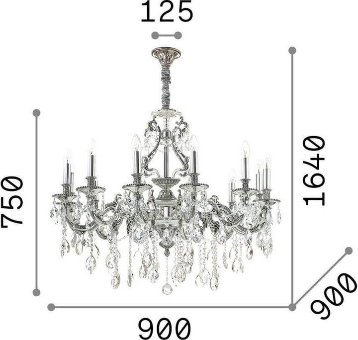 Nutritional values and ingredients Ideal lux GIOCONDA pendant light E14 12-way ⌀900mm dimmable silver 164953 (E14)