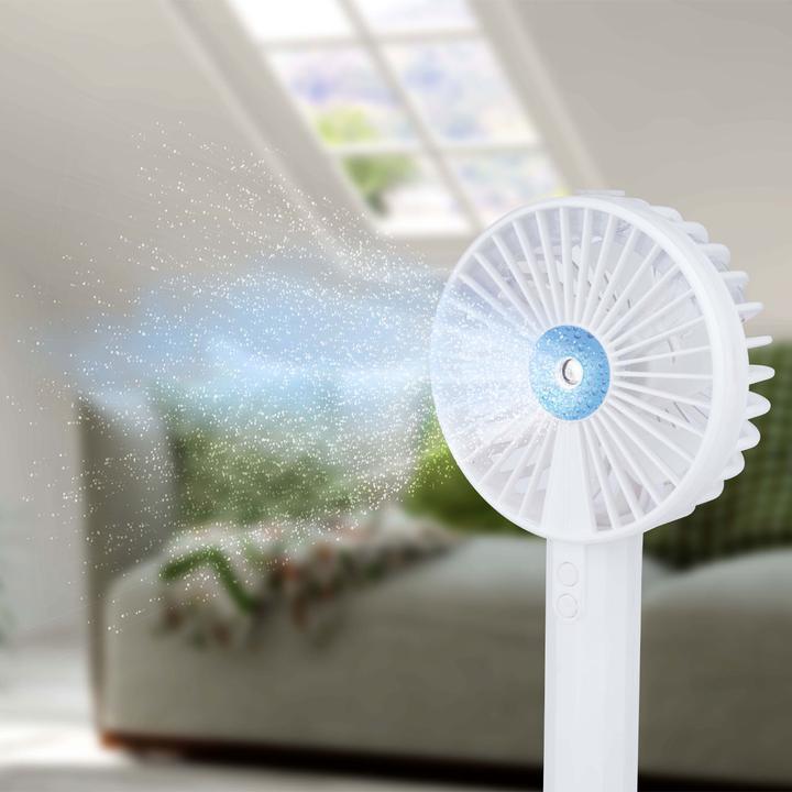 Actual product image Lifetime Air Set of 2 spray fans with Hay holder, hand fan, rechargeable battery