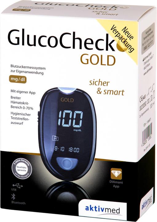 Immagine prodotto Aktivmed Set di misuratori di glicemia GlucoCheck GOLD mg/dl, 1 pz. (Glucometro)