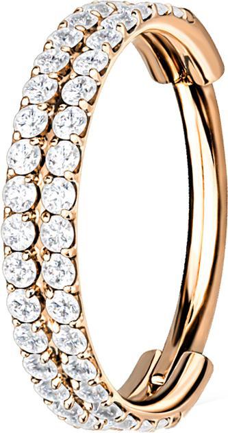 Produktbild Star Piercing Micro Segmentring klappbar rosegold doppellinie mit Kristallen (ohne Messing, Titan G23)