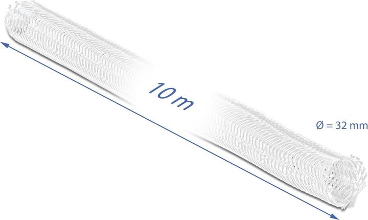 Produktbild Delock Geflechtschlauch mit Klettverschluss 10 m x 32 mm weiss (Kabelschlauch, 1000 cm)