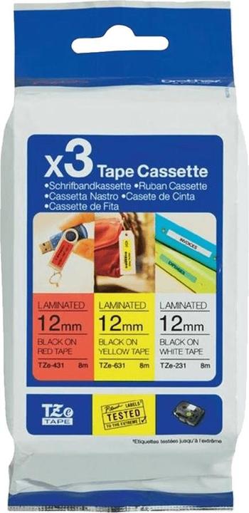 Brother Multipack TZe-31M3 (1.20 cm, White, Yellow, Black, Red)