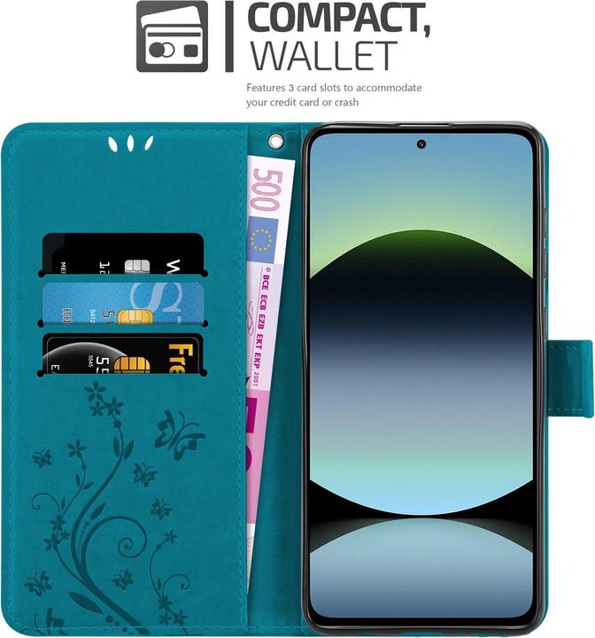 Actual product image Cadorabo Case for Xiaomi RedMi Note 14 5G Flower Book (Xiaomi Redmi Note 14 5G)