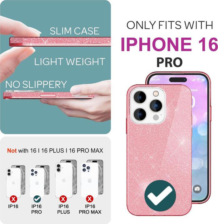 Produktbild Nalia Glitzer Hybrid Hülle (Apple iPhone 16 Pro)