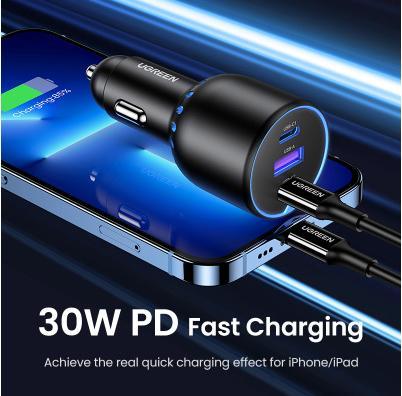 Produktbild Ugreen Fast Car Charger 130W 90413 2xUSB-C PD+USB-A