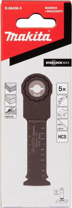 Actual product image Makita Plunge-cut saw blade MAM004 32x80mm 5 pieces Starlock Max Multitool B-66438-5