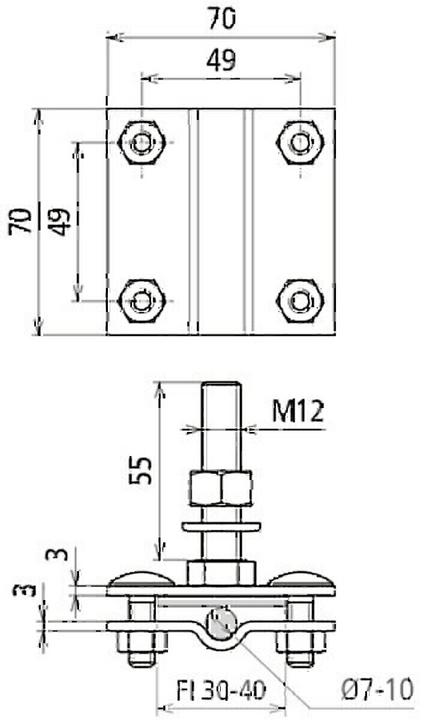 Actual product image Dehn 478149 Connection terminal f. earthing fixed point M12 f. Rd 7-