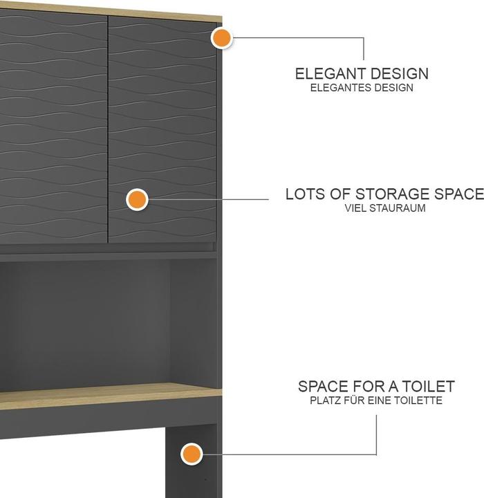 Image du produit Vichy Toilettenschrank Livia, Anthrazit/Holz, 60 x 163 cm