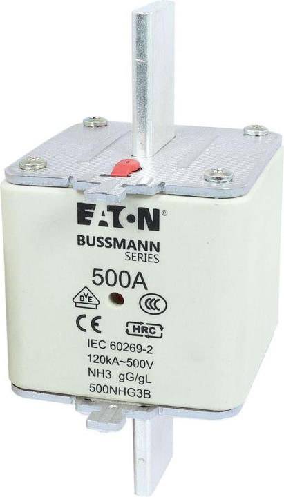 Produktbild Eaton 500NHG3B NH-Sicherung mit mechanischer Sicherungsanzeige Sicherungsgrösse = 3 500A 500V 3St. (NH-DIN Sicherung, 500 A)