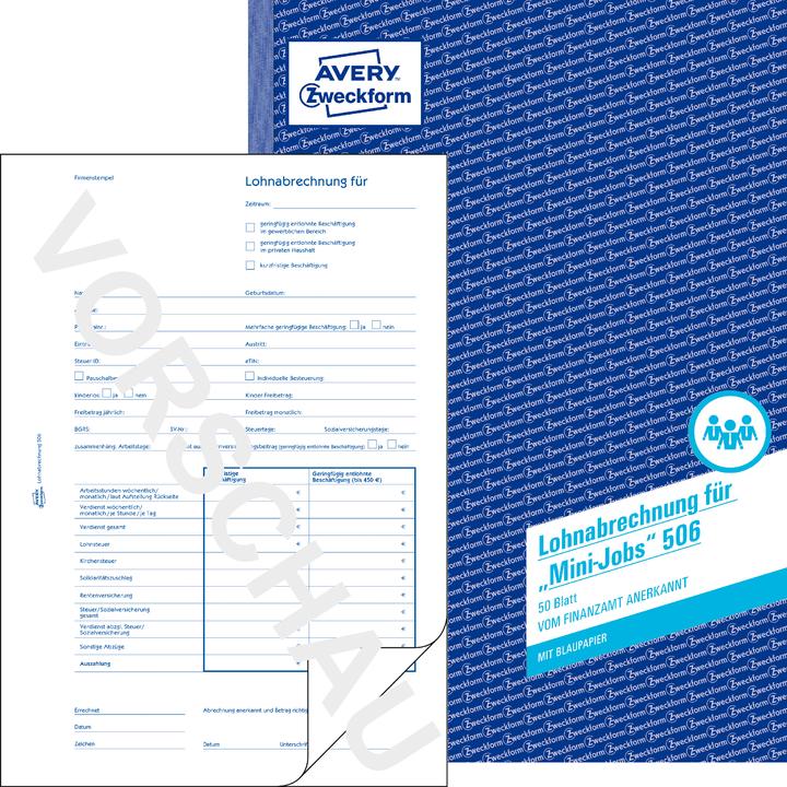 Produktbild Avery Lohnabrechnung für geringf. Beschäftigte (50 x)