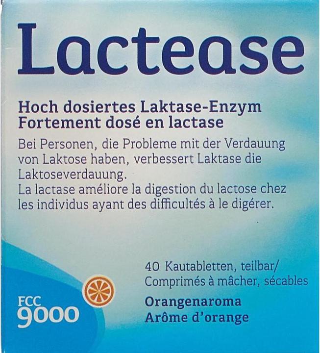 Nährwerte und Zutaten Lactease FCC 9000 Orange (40 Stück, Tabletten, 62 g)