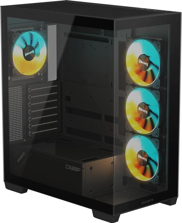 Actual product image Gigabyte Case||GB-C500P ST|MidiTower|Case product features Transparent panel|ATX|MicroATX|MiniITX|Colour Blac (Mini-ITX, ATX)