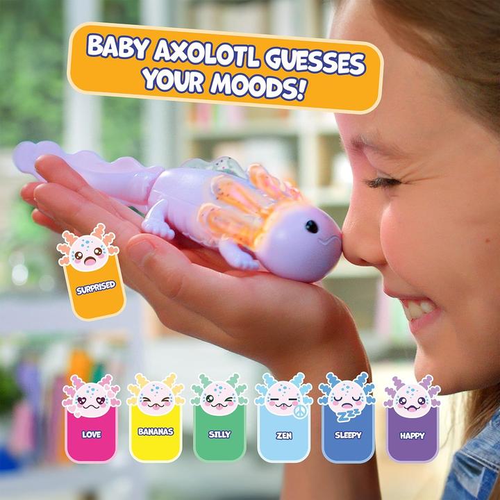 Productafbeelding WowWee Fingerlings Interactieve Baby Axolotl, Auggie (Paars), Zwemt & Licht Op