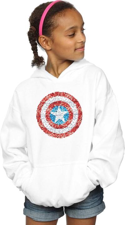 Produktbild Captain America Pixelated Shield Kapuzenpullover Mädchen (152, 158)