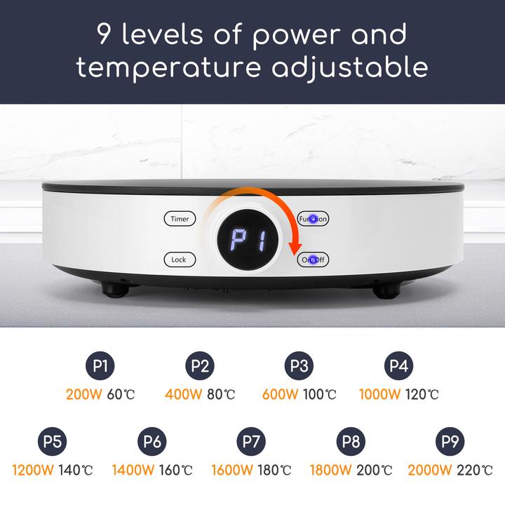 Produktbild Aigostar 2000W Circular type Induction Cooker Black VDE / Cookmate