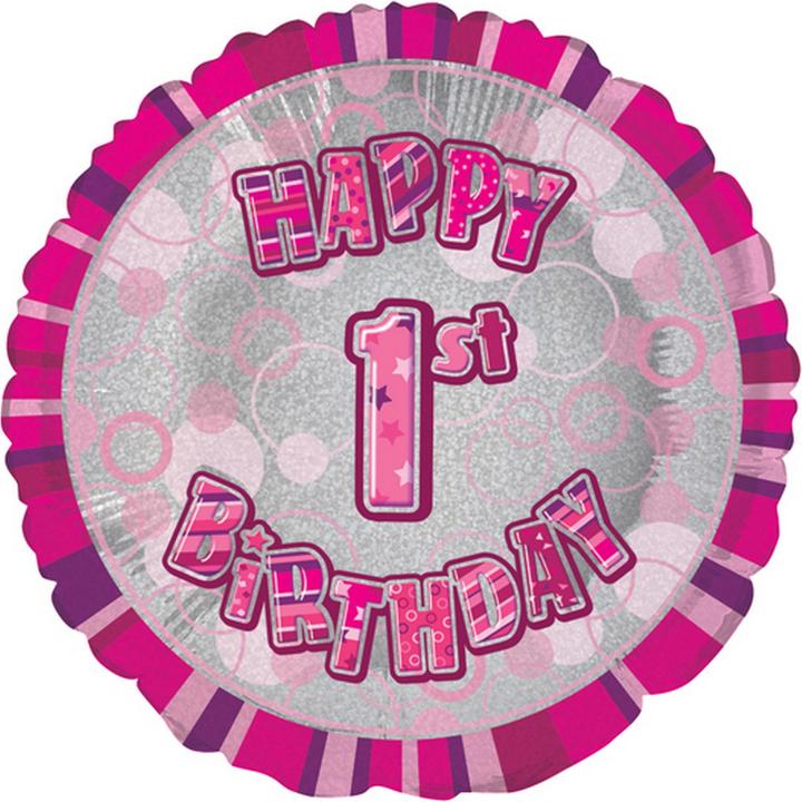 Produktbild Unique Party 18 Zoll Kreis Rosa Happy Birthday Folienballon (1 x)