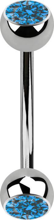 Star Piercing Micro Banane silber mit zwei Kugeln Kristall hellblau (Titan G23, ohne Messing)