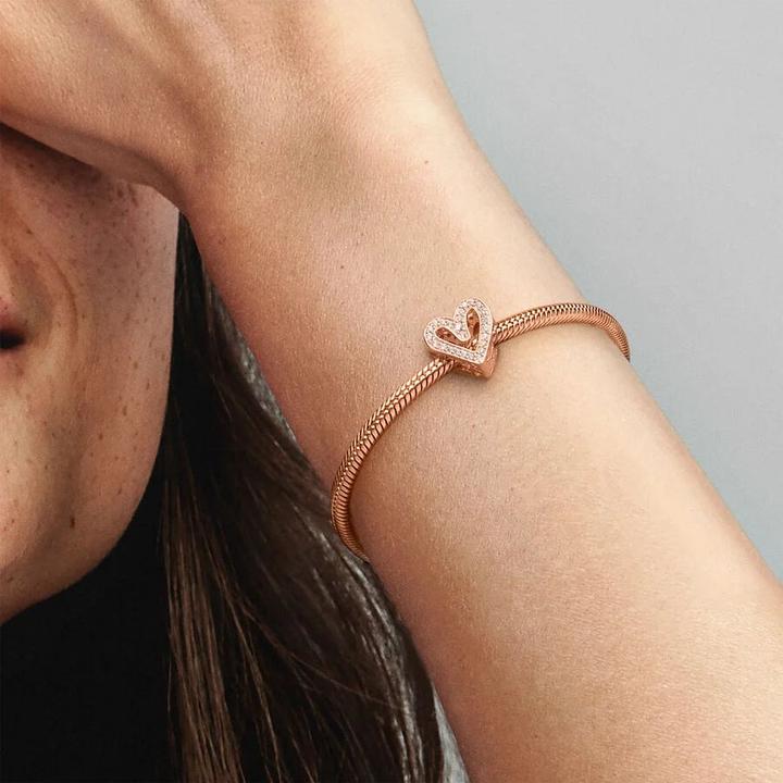 Actual product image Pandora Rose Sparkling Freehand Heart Charm (Metal, rose gold-plated)