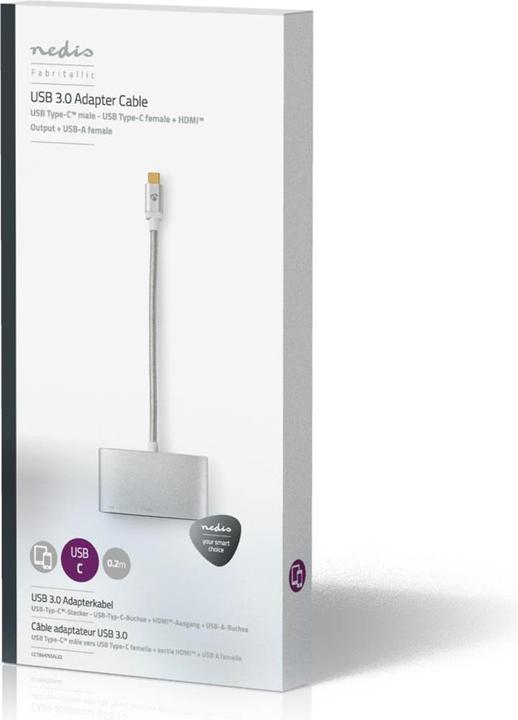 Actual product image Nedis USB Adapter - USB 3.2 Gen 1 - USB Type-C™ male - HDMI/A female/C female - 0.20 m - round - V (USB-C, 1 Ports)