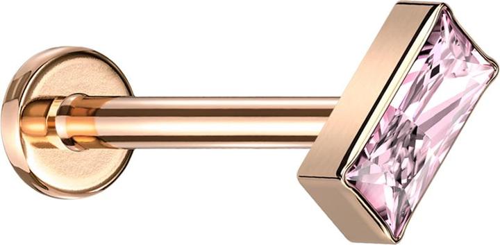Star Piercing Micro Labret Innengewinde rosegold rechteck rosegold Kristall pink (Titan G23, ohne Messing)