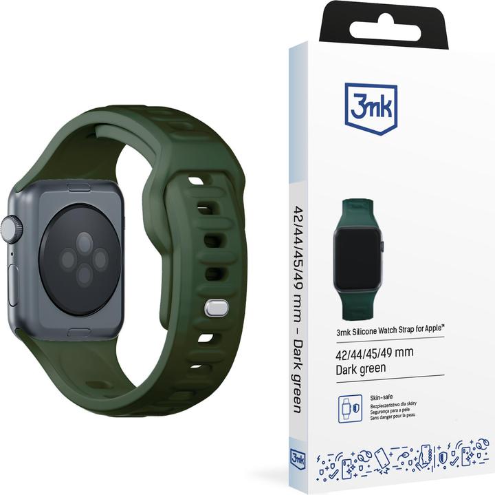 Produktbild 3MK Silicone Watch Strap Ciemnozielony/ Dark Green dla Apple Watch 42/44/45/49mm (Edelstahl, Silikon)