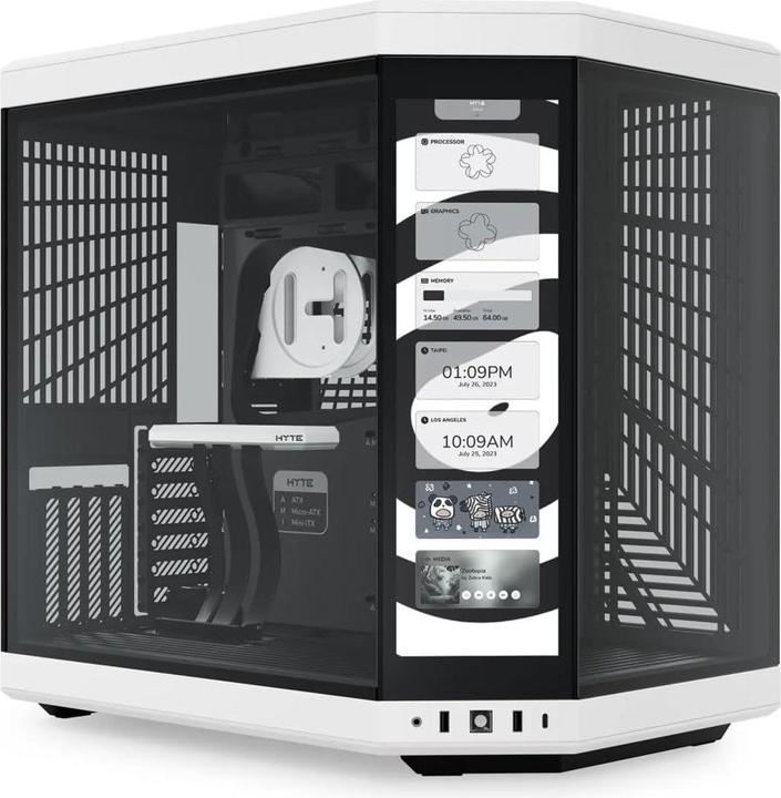 Actual product image Hyte Y70 Touch White (white, tempered glass) (mATX, ITX, ATX, E-ATX)