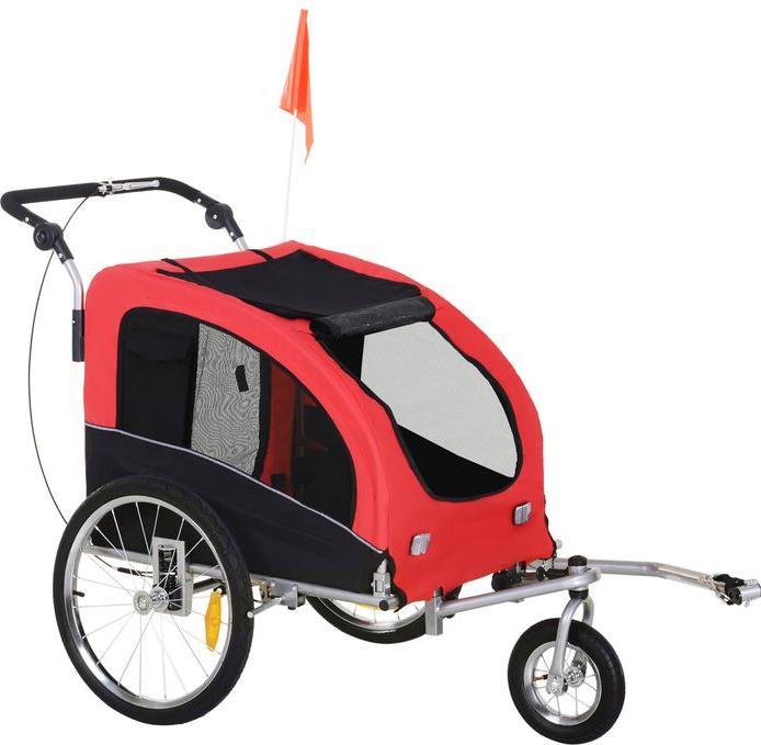 Produktbild Swisshandel24 Hundeanhänger Jogger Fahrradanhänger Hunde Hunde-Fahrradanhänger Rot+Schwarz 155 x 83 x 108 cm