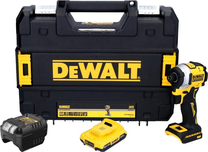 Actual product image DeWalt DCF 850 D1T Akku Schlagschrauber 18 V 205 Nm 1/4" Brushless + 1x Akku 2,0 Ah + Ladegerät + (Battery operated)