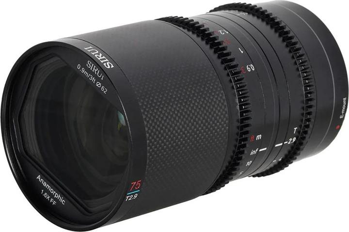 Image du produit Sirui Saturn 75mm T2.9 1.6x L75B Carbon Fiber Full-frame Anamorphic L Mount (Blue Flare) (Monture L, Plein format)