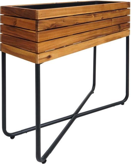 Actual product image Mendler Planter box HWC-L25, rectangular 60x62x22cm outdoor steel acacia, brown (62 cm)