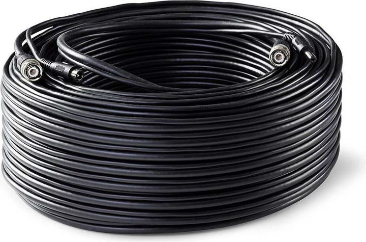 Actual product image Nedis CCTV Security Cable BNC/DC 50.0 m Round PVC Black Cardboard Packaging (Antenna cable)