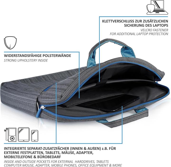 Actual product image Aplic Laptop bag, notebook bag with accessory compartments for laptops up to 17.3" (43.9cm) made of (17.30", Universal)
