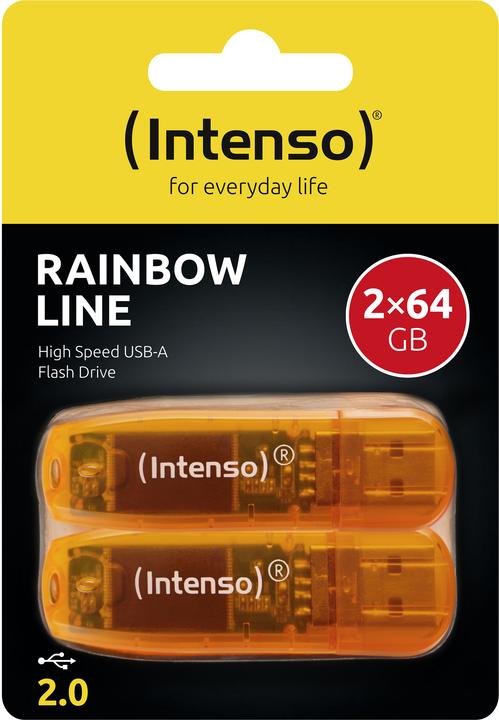 Immagine prodotto Intenso Rainbow 2 x 64GB USB2 Arancione (64 GB, USB-A)