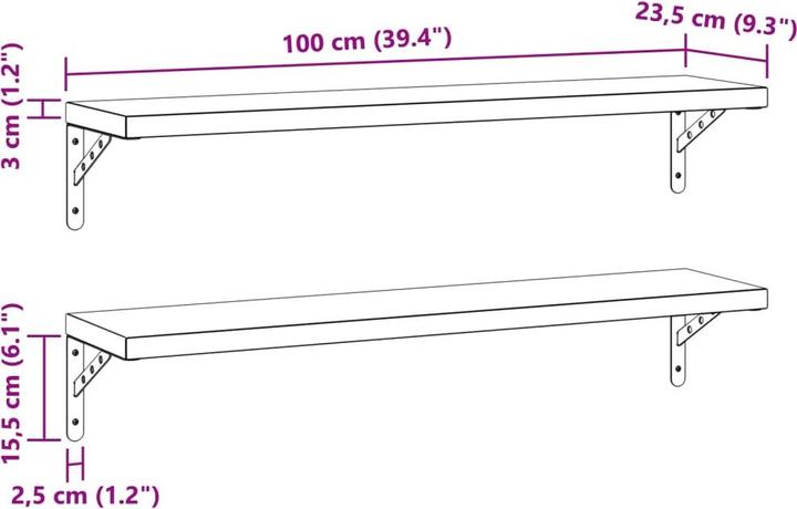 Produktbild VidaXL Wandregale (23.5 x 15.5 x 3 cm)