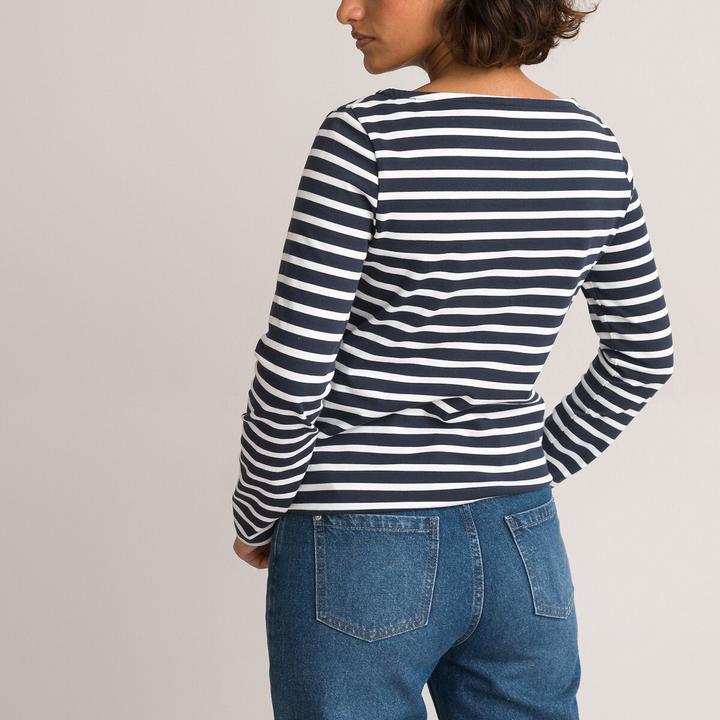 Produktbild La Redoute Collections Langarmshirt mit U-Boot-Ausschnitt und Streifenmuster (XS)