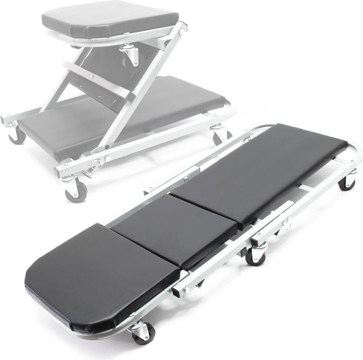 Wiltec Montageliege 102x42x15cm 150kg Werkstattsitz Werkstatthocker Rollbrett (150 kg)