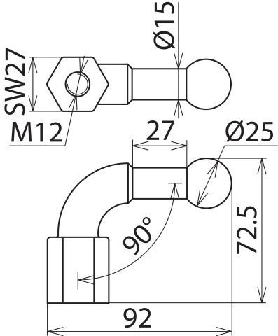 Actual product image Dehn KFP 25 W90 M12 ball fixed point D 25mm 90Â° angled w.