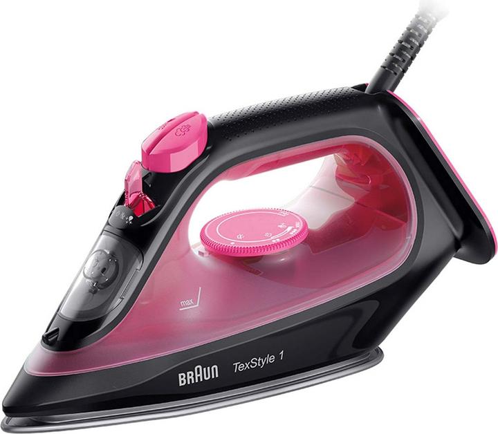 Braun TexStyle 1 Dry & Steam Iron Ceramic Sole, Purple (2000 W, 130 g/min)