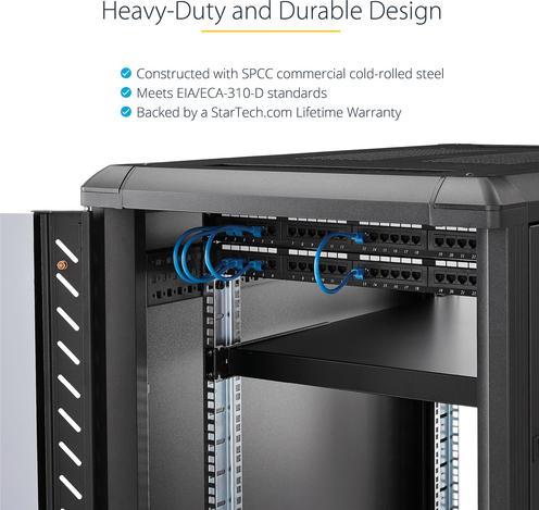 Actual product image StarTech 1 U adjustable heavy duty shelf for server rack/cabinet up to 80 Kg - Shelf for server rack 1U