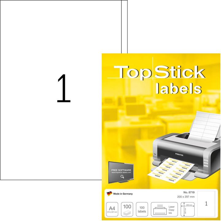 Produktbild TopStick TOP STICK Universal-Etiketten, 200 x 297 mm, weiá
