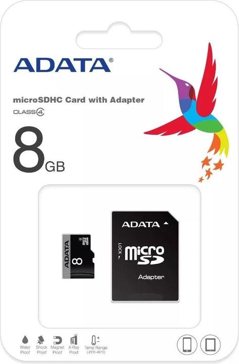 Immagine prodotto Adata Scheda microSDHC 8GB,, Classe 4 (8 GB, microSDHC)