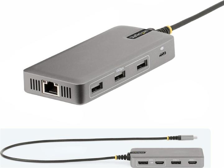 Actual product image StarTech COM USB-C Triple Monitor Multiport Adapter HDMI/DisplayPort USB Hub 3-Port 10Gbps USB Hub P (USB-C, 3 Ports)