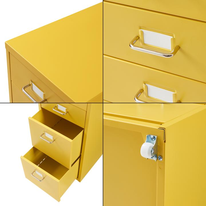 Image du produit En.Casa Rollcontainer Kökar mit 8 Schubladen 109x28x41 cm Gelb