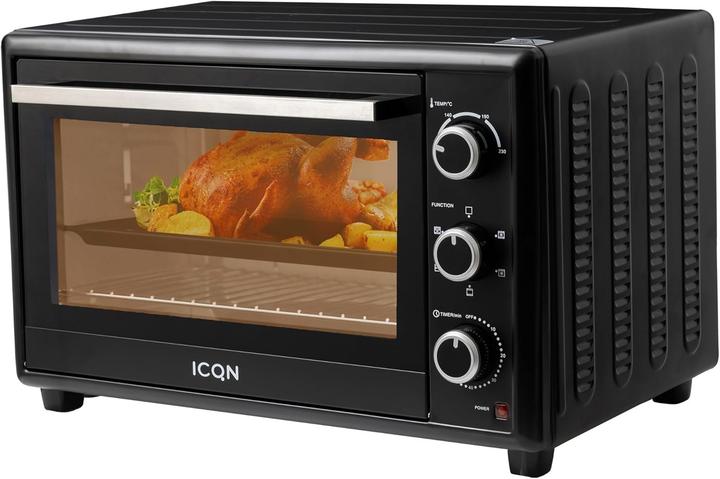 Produktbild Icqn Vrijstaande Oven - 50L - Convectie Mini Oven - Hetelucht & Grillfunctie - Gemailleerde Holte - Zwart