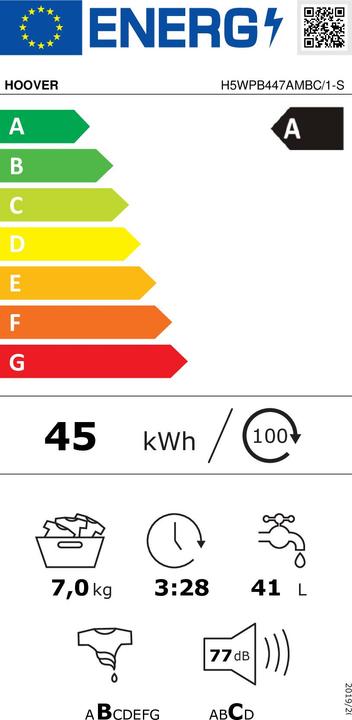 Energy Label Hoover H5WPB447AMBC/1-S (7 kg, Left)