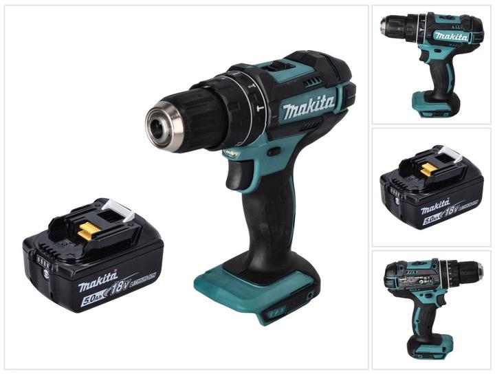 Produktbild Makita DHP 482 T1 Akku Schlagbohrschrauber 18 V 62 Nm + 1x Akku 5,0 Ah - ohne Ladegerät (Akkubetrieb)