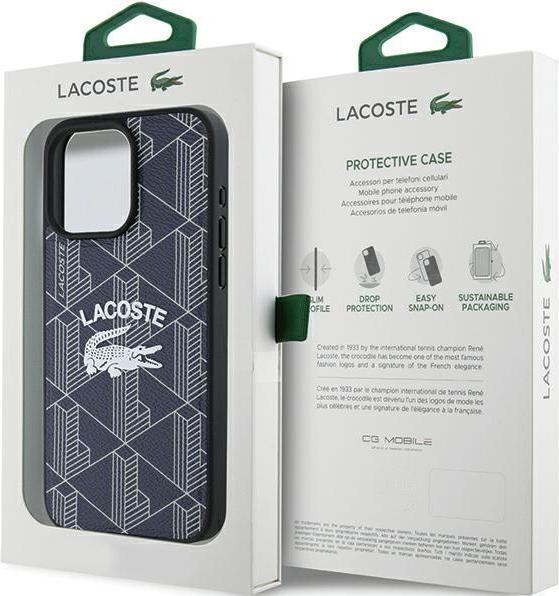 Produktbild Lacoste LCHMP15XPIGV iPhone 15 Pro Max 6.7" granatowy/navy hardcase Monogram Vintage Logo MagSafe (Apple iPhone 15 Pro Max)