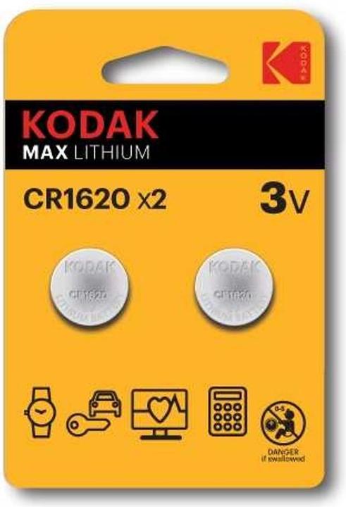 Actual product image Kodak CR1620 Single-use battery Lithium - Battery (2 pcs., CR1620, 70 mAh)