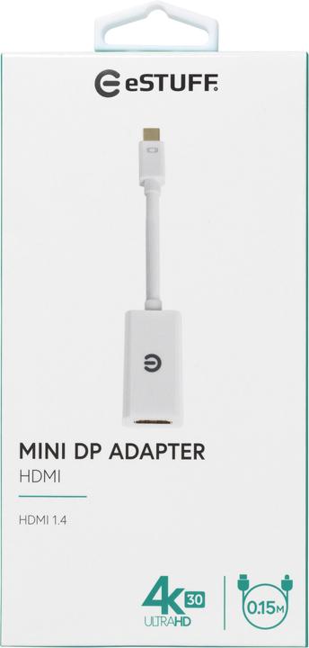 Produktbild eSTUFF Mini DP - HDMI Adapter ist 0,15 m Mini DP Stecker - HDMI Buchse (Mini DP, HDMI, 15 cm)